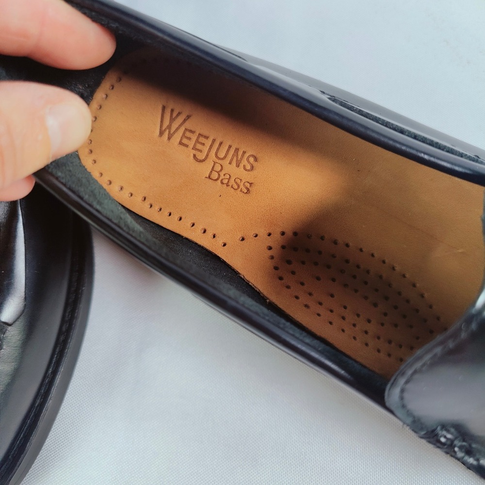 VTG NEW GH Bass Weejuns Loafers Marietta II Black Leather Kiltie Tassel 7 Preppy - Picture 4 of 7